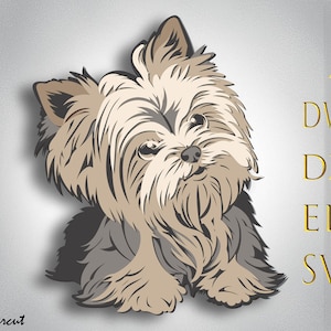 Yorkshire Terrier Hund Multilayer-Svg, Hund Laserschnitt, Yorki Hund Papierschnitt, 3d Mandala, Yorki Hund cnc, Yorki Hund Sperrholz geschnitten, Wohnkultur
