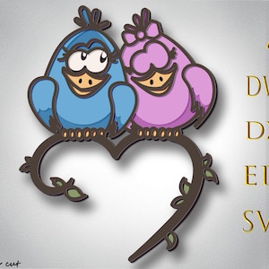Love Birds multicouche SVG, fichier découpé au Laser oiseau, couche 3D Love Birds, découpe de contreplaqué oiseau, papier découpé, fichier SVG mandala 3D, décoration de Noël