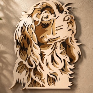 Perro Spaniel Multicapa SVG, Corte láser, Archivo de corte de papel, Para enrutador CNC, Mandala 3D en capas