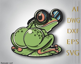 Cute Frog Multilayer Svg,Frog 3D Layer Svg,Laser Cut,Paper cut,Frog DXF,Frog for Cnc,Frog mandala wood cut,Frog Lightburn,Svg Files