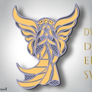 Angel  Multilayer Svg,3d layer Angel laser cut,Angel  paper cut,3d mandala ,Angel cnc,Angel Plywood cut, home decor,Angel svg files