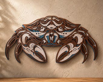 Sea Crab multilayer SVG,Laser cut file,Paper cut,3D Layered design,Mandala plywood,CNC