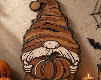 Gnomo de Halloween Multicamadas SVG, Corte a Laser, Arquivo para Corte em Papel, CNC, Mandala 3D, Corte em Compensado