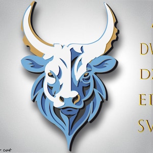Bull Multilayer SVG,Laser Cut,Paper Cut File,CNC,3D Mandala,Plywood Cutting