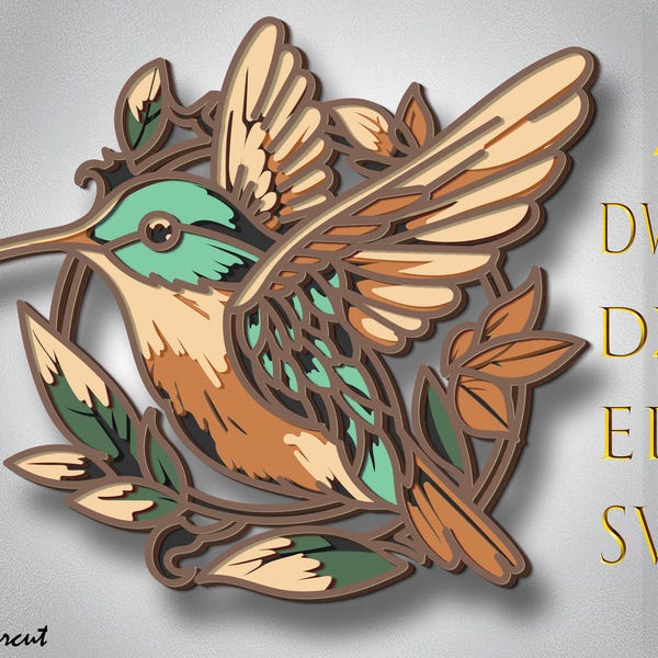 Hummingbird  Multilayer SVG,Laser Cut,Paper Cut File,CNC,3D Mandala,Plywood Cutting