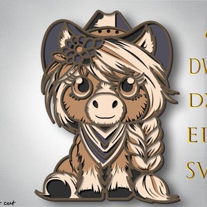 Cute Little Pony Multilayer SVG,Pony cut file,3D layer, Plywood cutting, Paper cutting, 3D mandala plywood - 5 Layer Art Piece for Glowforge