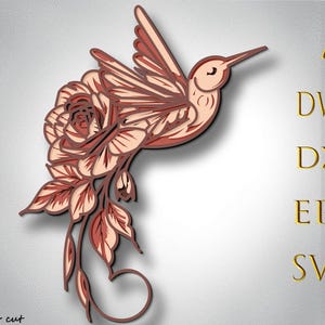 3D-Kolibri-Multilayer-Svg, 3D-Layer-Kolibri, Laserschnitt, Papierschnitt, Kolibri für Cnc, Kolibri-Mandala, Holzschnitt, Lightburn