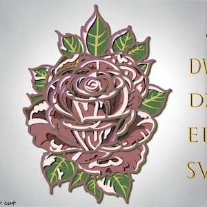 Rose 3d Mandala svg, Flower multilayer papercraft files for Cricut, layered SVG files for CNC router Laser or Cricut