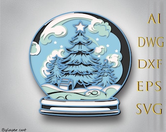 Christmas Snow Globe SVG, 3D Laser Cut Files