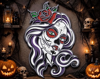 Sugar Skull Multilayer SVG,Laser Cut ,Paper Cut File,Plywood Cutting,CNC,Cricut