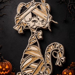Halloween Cat Multilayer SVG,Laser Cut,Paper Cut File,CNC,3D Mandala,Plywood Cutting