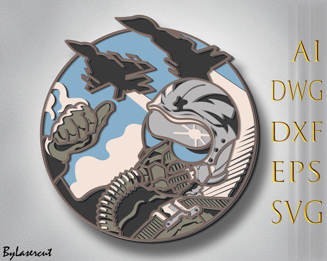 Fighter Pilot 3D Layered SVG, Laser Cut File - Etsy