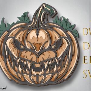 Fichiers SVG multicouche citrouille d'Halloween, Mandala 3D SVG, fichiers de routeur cnc pour art mural 3d, mandala découpé au laser DXF, fichiers papier découpé