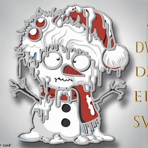 Bevroren sneeuwpop meerlaagse SVG, sneeuwpop lasergesneden bestand, sneeuwpop 3D-laag, sneeuwpop multiplex snijden, papier snijden, SVG-bestand 3D-mandala, kerstmis thuis