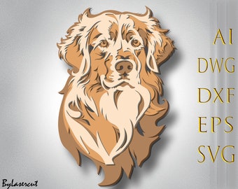 Mandala Golden Retriever SVG, plik cięty laserowo, CNC