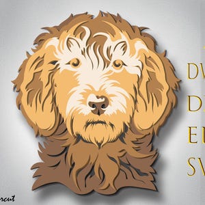 Goldendoodle Hund Multilayer-Svg, Hund Laserschnitt, Hund Papierschnitt, Goldendoodle Hund 3d Mandala, Hund Cnc, Hund Sperrholz geschnitten, Wohnkultur