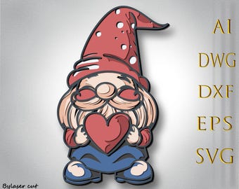Gnome Multilayer SVG,Laser Cut,Paper Cut File,For CNC Router,3D Layered Mandala