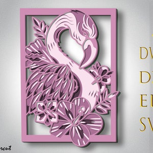 Flamingo Mandala 3D-Schicht-Svg, Flamingo 3D-Schicht, Flamingo Laserschnitt, Papierschnitt, Flamingo DXF, Flamingo Cnc, Flamingo Mandala Holzschnitt
