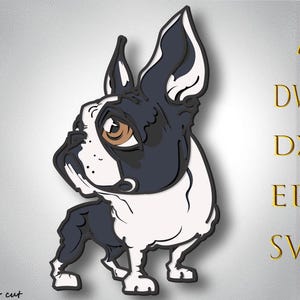 3D Boston Terrier Dog SVG: Multilayer Laser Cut File