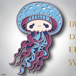 3D Jellyfish Multilayer Svg,3D Layer Jellyfish,Laser Cut,Paper cut,Jellyfish DXF,Jellyfish for Cnc,Jellyfish mandala wood cut,Lightburn