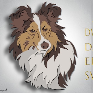 Shetland Sheepdog Multilayer Svg, Sheltie Dog taglio laser, Cane carta tagliata, mandala 3d, Shetland Sheepdog cane cnc, Goldendoodle cane compensato tagliato