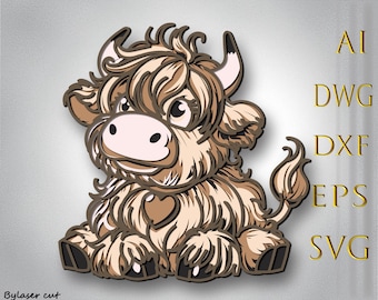 3D Highland Cow Mandala SVG: Laser Cut File (Digital Download)