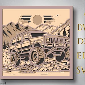 Berge Landschaft Mandala svg-Datei, Multilayer-Panel zum Laserschneiden, SVG-Datei für Cricut, SVG-Dateien für CNC-Fräser der Lasermaschine