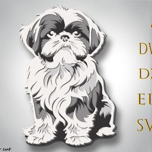 Shih Tzu Multilayer SVG, Haustier Laserschnitt, Papierschnitt, Hund CNC, Bunte Shih Tzu 3D Layered SVG, Hund Mandala-Dateien, Hund Pop Art, Hund Sperrholzschnitt