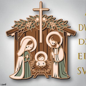 Nativity scene multilayer 3D SVG,Nativity scene 3D cut,Nativity scene paper cut,Plywood cut 3D mandala,Nativity scene multilayer decor