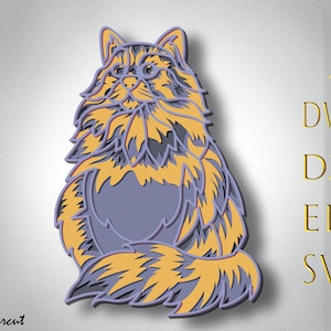 Chat 3D multicouche Svg, découpé au laser de chat, papier découpé de chat, mandala 3D, fichier de chat pour cnc, coupe de contreplaqué de chat, décoration de maison de chat, coupe en bois de chat