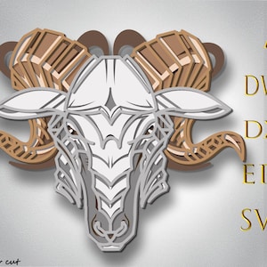 Ram Multilayer SVG,Laser Cut,Paper Cut File,CNC,3D Mandala,Plywood Cutting