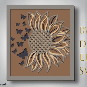 Mandala Girasole 3D svg File Mandala, Pannello multistrato per taglio laser, File SVG, Modelli DXF per router CNC