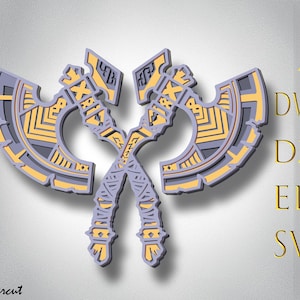 Ascia vichinga 3D a strati Svg, ascia vichinga tagliata al laser, ascia tagliata su carta, mandala 3d, ascia vichinga DXF, ascia vichinga tagliata in legno, mandala vichingo per la casa