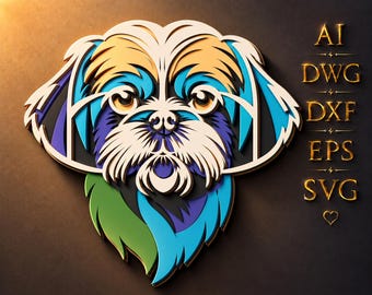 Shih Tzu multilayer SVG,Laser cut file,Paper cut,3D Layered design,Mandala plywood,CNC