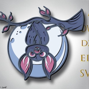 3D Halloween Bat Multilayer  Svg,3D Layer Cute Bat,Laser Cut,Paper cut,Cute Bat DXF,Cute Bat for Cnc,Halloween mandala wood cut,Lightburn