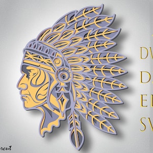 File Svg multistrato nativi americani, file tagliati al laser nativi americani, mandala indiano, file tagliati nativi americani, strato 3d, file tagliati di carta