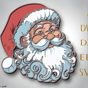 File di taglio laser di Babbo Natale 3D Mandala: SVG di Natale multistrato (download digitale)