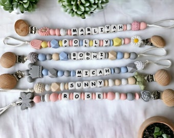 Personalised dummy clip, Silicone dummy clip, Dummy clip, Baby pacifier clip, Pacifier holder, Baby shower gift