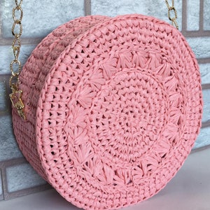 Patron de bolso de crochet redondo con hilo de rafia PDF descarga digital instantanea Etsy Espana