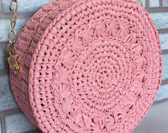 Crochet Pattern Round Raffia Bag with Video Tutorials (eng, rus) Crochet Bag Pattern Raffia Bag crochet purse woman bag summer bag,  handbag