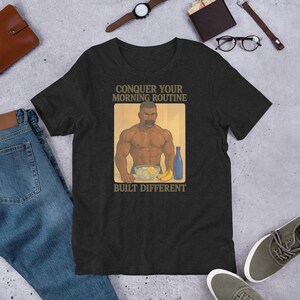 Conquer Your Morning Routine Meme Shirt, Built Different Gym Tee, Ice Bath Banana Discipline Shirt, Conquer the Day Funny Alpha Core T-Shirt