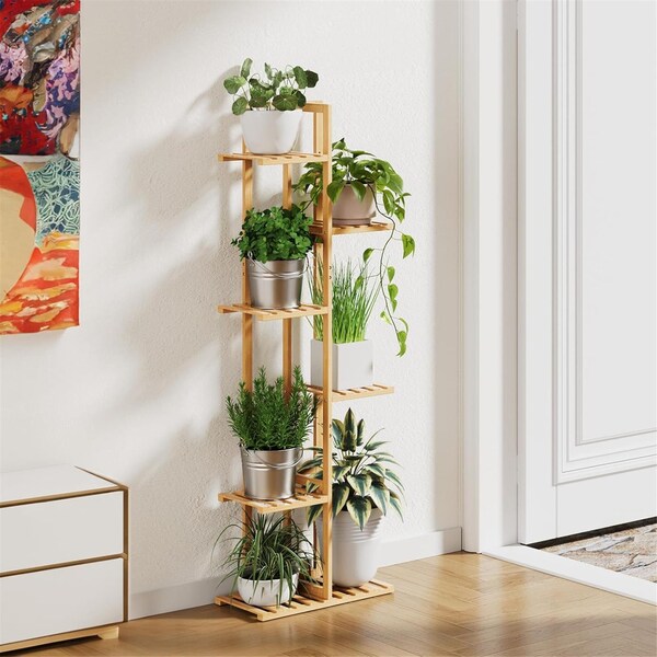 Plant Stand Indoor, 6 Tier 7 Potted Bamboo Plant Stands for Indoor Plants, Corner Plant Stand,Plant Shelf For Indoor, Tiered Plant, Natural