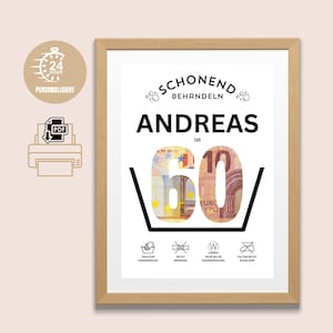 Wäschepflegeetikett Spardose Holz - Lustiges Geschenk Zum 60. Geburtstag