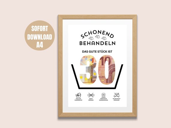 Lustige 30. Geburtstagskarte Mit Umschlag – „Schonend Behandeln“ Design, Inkl. Geldgeschenk-Tasche