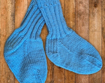 Handknit Blue Kids Socks