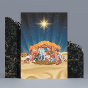 Traditionelle Weihnachtskrippe | Weihnachtskarte für Freunde und Familie | Frohe Weihnachten Karte | Grußkarte | Digital