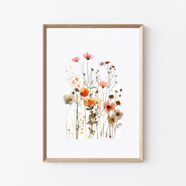 Pressed Wildflowers Wall Art, Delicate Botanical Watercolor Painting, Perfect Home Decor, Ideal Gift for Botany Enthusiasts - d17