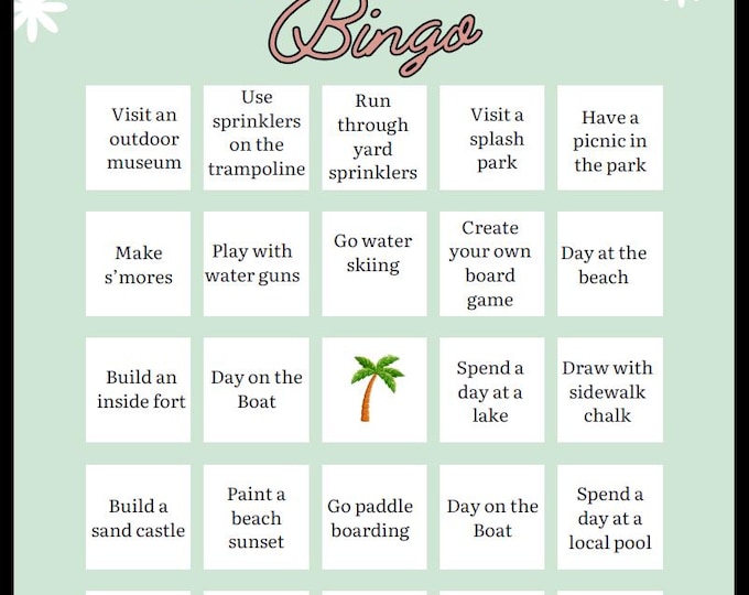 Summer Bingo Card: Fun Family Activity