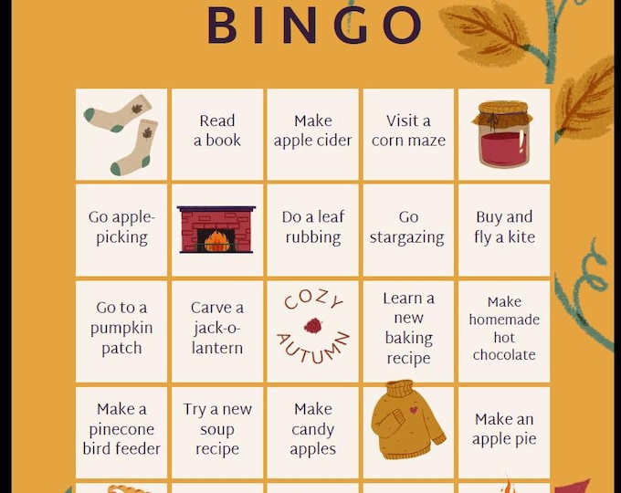Autumn Bingo Game: Fall Activity, Family Fun