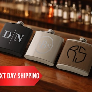 Groomsmen Gift, Personalized Leather Flask, Custom Engraved Hip Flask,Groomsman Flask, Wedding Gift for Him,Gifts for Wedding Party,Best Man